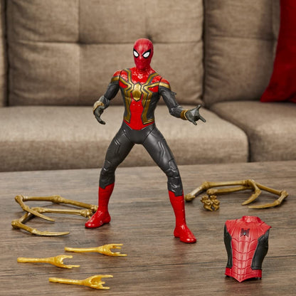 Spider-Man Marvel Deluxe 13-Inch-Scale Thwip Blast Integrated Suit Action Figure, Suit Upgrades, and Web Blaster Accessory