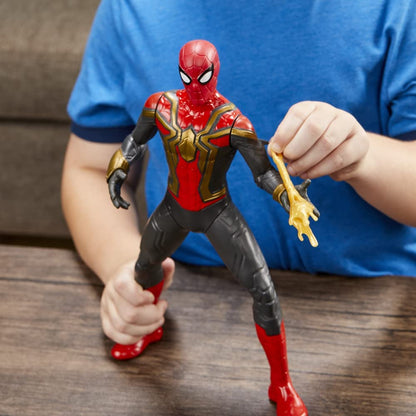 Spider-Man Marvel Deluxe 13-Inch-Scale Thwip Blast Integrated Suit Action Figure, Suit Upgrades, and Web Blaster Accessory