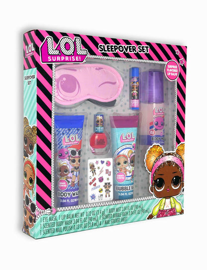 Beauty L.O.L. Surprise! Sleepover Set - Contains Body Wash, Bubble Bath, Nail Polish, Body Mist, Lip Balm, Nail Stickers and a fun Eye Mask!