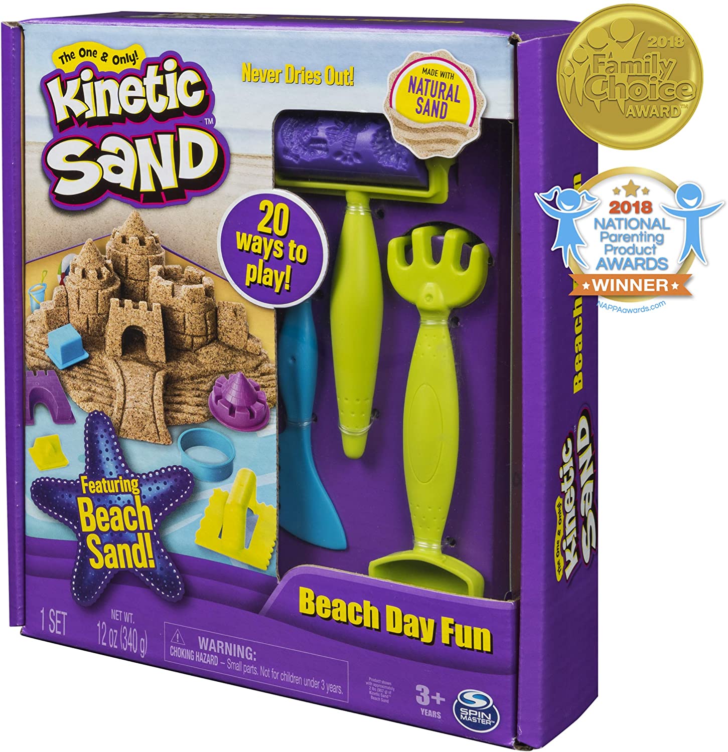 Kinetic Sand Beach Day Fun Playset with Castle Molds Tools and 12 o sunnytoysngifts