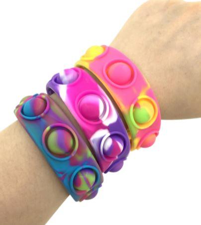 Tie Dye Bubble Popper Bracelet, Tie Dye Bubble Poppers Stress Reliever, 8 inches (Random Color Pick 1Pcs)