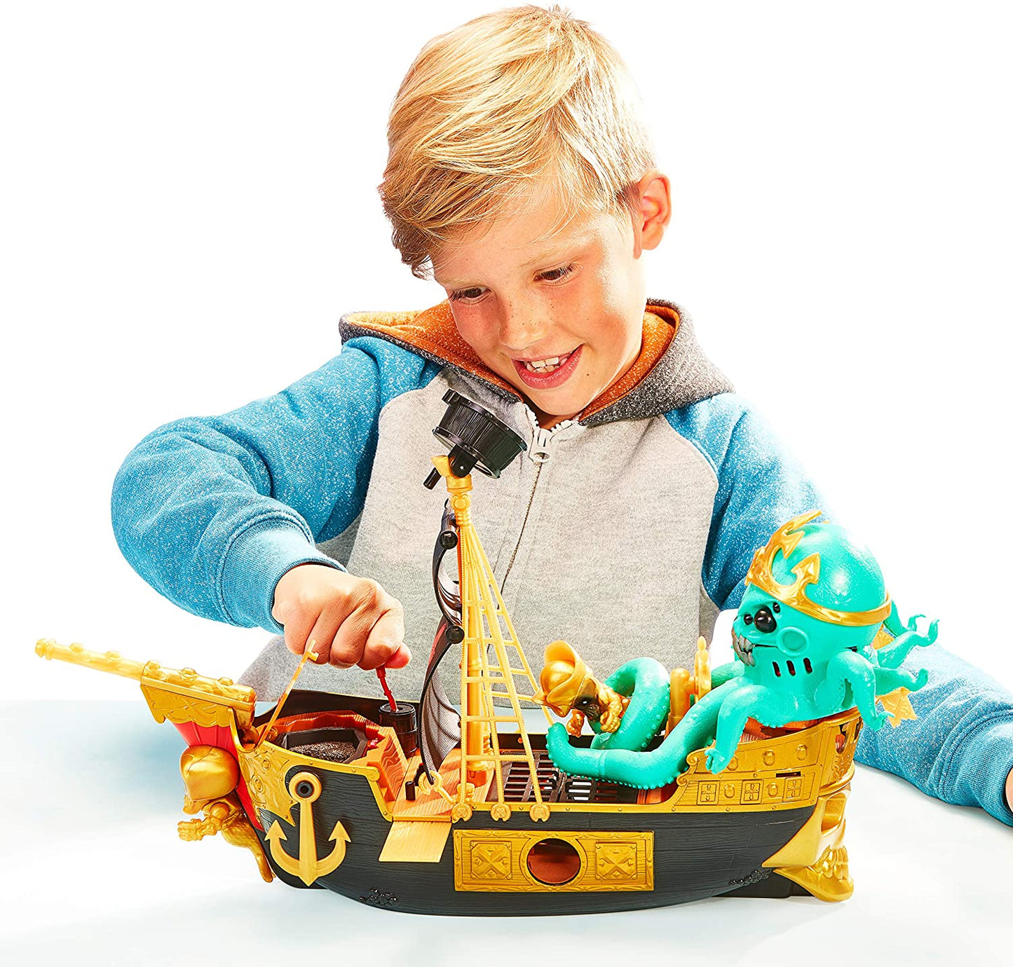 Treasure X Sunken Gold Treasure Ship Playset - 25 Levels of Adventure | Find Guaranteed Real Gold Dipped Treasure | Interactive Fun for All, Treasure Hunter