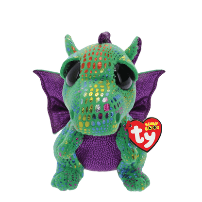 Ty Beanie Boos Cinder The Green Dragon Plush, Green/Purple Color 6"