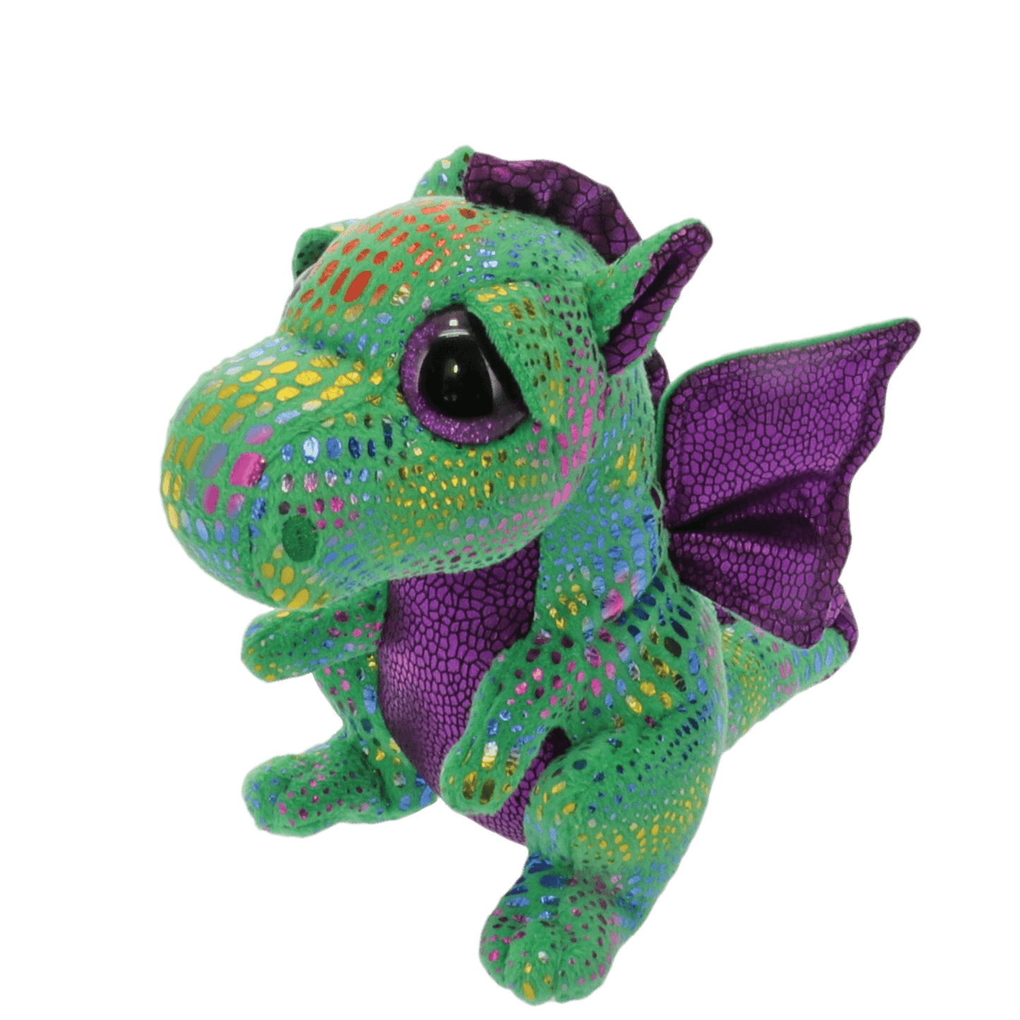 Ty Beanie Boos Cinder The Green Dragon Plush, Green/Purple Color 6"