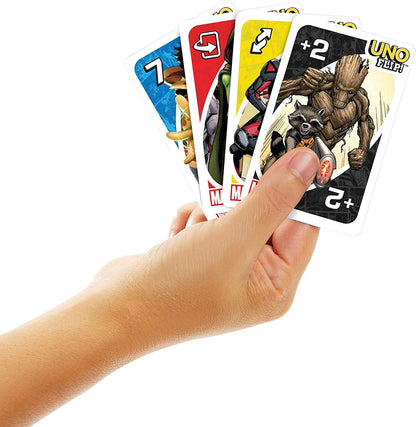 UNO FLIP Marvel Card Game with 112 Cards, Gift for Kid, Family & Adult Game Night for Players 7 Years & Older