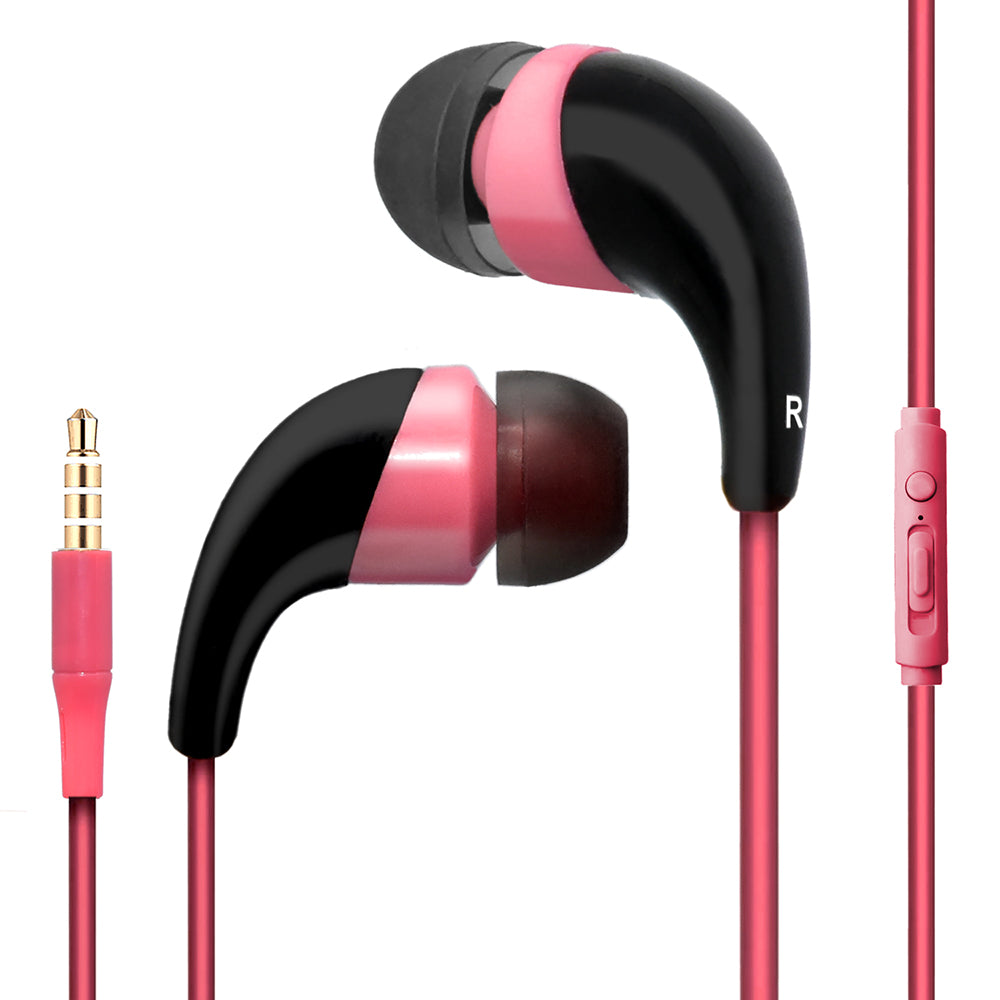 Universal Handsfree Stereo Earphone with Mic 3.5mm Green or Pink