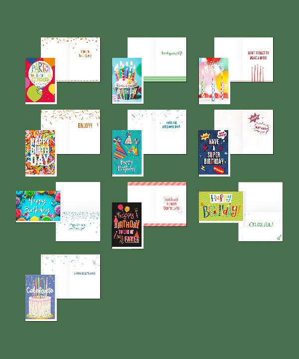 Birthday Card - 10-Pack Birthday Cards Box Set, Happy Birthday Cards - Bright Party Designs Birthday Card Bulk, 5 Design 2 cards Each