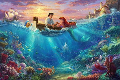 Thomas Kinkade The Disney Collection 4 in 1 Multipack Cinderella, Lion King, Mickey Mouse, Mermaid Jigsaw Puzzles, 500 Pieces