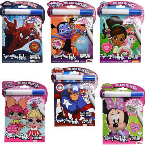 Bendon Imagine Ink Magic Ink Pictures With Nella, Vampirina, Captain America, Spiderman, LOL! Surprise, Minnie