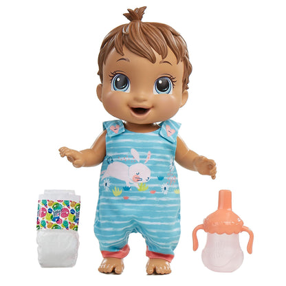 Baby Alive Baby Gotta Bounce Doll, Bunny Outfit, Bounces with 25+ SFX and Giggles, Drinks and Wets, Brown Hair Toy for Kids Ages 3 and Up