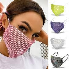 Sparkly Rhinestones Face Masks Crystal Mesh Mask Shine Masquerade