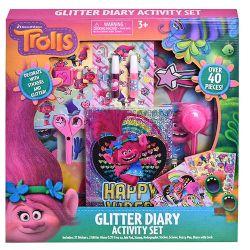 Trolls Glitter Diary Activity Set, Includes 37 Stickers, Two Glitter G ...