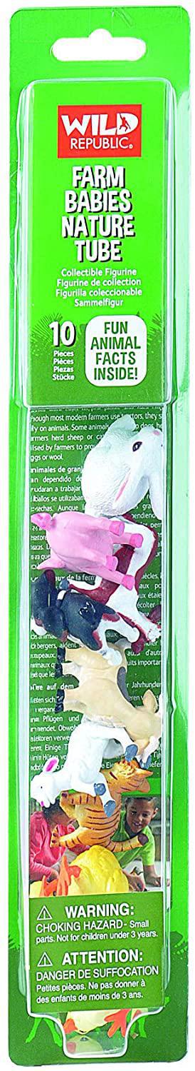 Wild Republic Farm Babies Figurines Tube, Duck, Kitten, Puppy, Calf, Goat Kid, Lamb, Chicks, Bunny, & Piglet, Tenpiece Farm Set