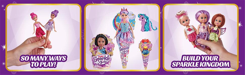 Funville Sparkle Girlz Little Princess Doll 4.5" Tall - Dolls Dressed with Princess, Fairy, and Fashion Outfits (Random Pick 1Pcs)