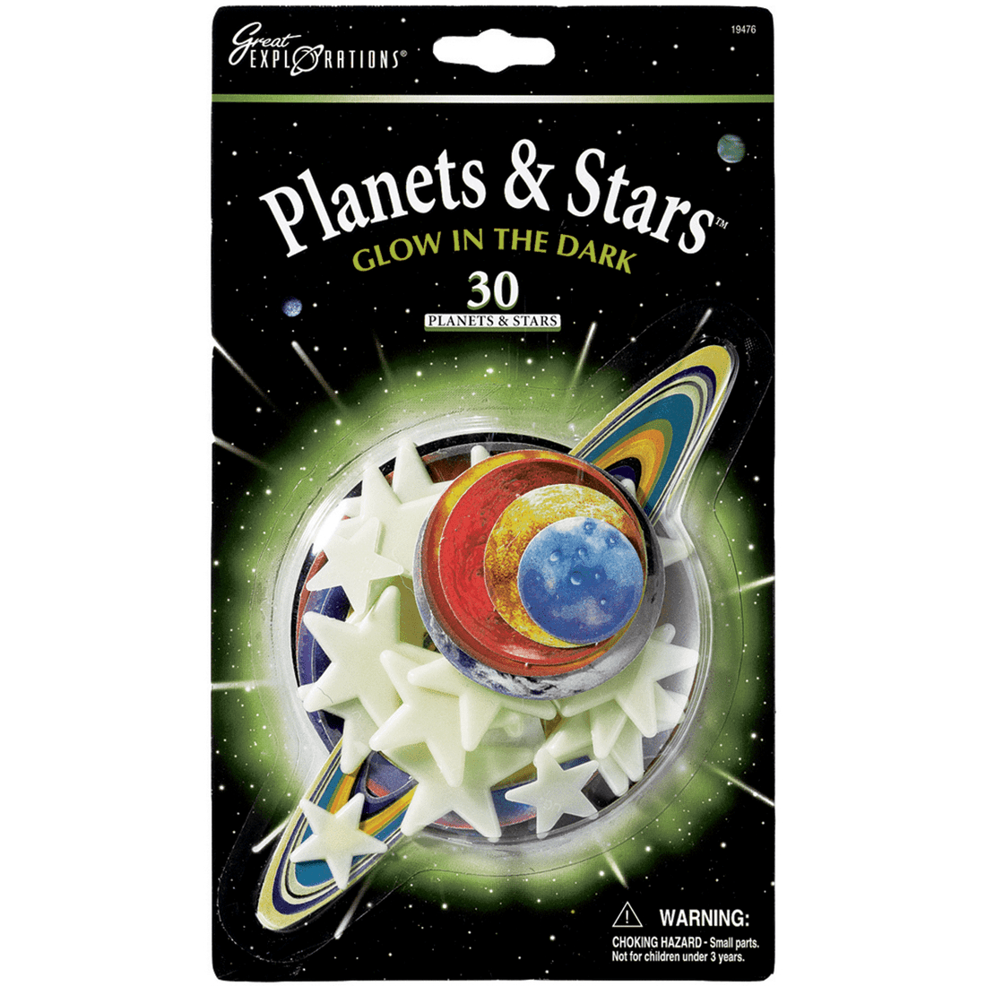 Great Explorations Glow In The Dark Adhesive Plastic Planets & Stars 