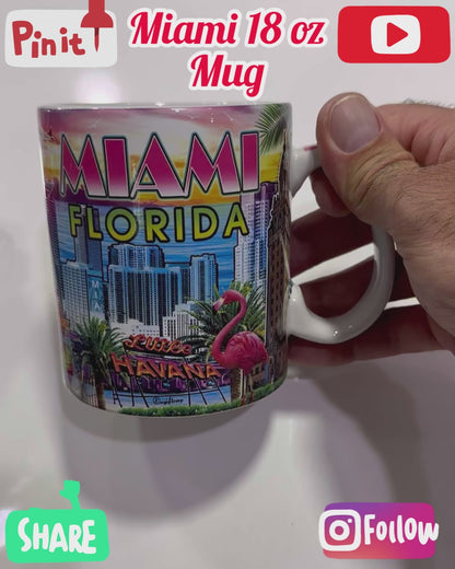 Miami Florida Skyline Coffee/Tea Mug - Large 18 oz Full Wrap Mug