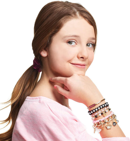 Make It Real - Juicy Couture Chains and Charms - DIY Charm Bracelet Making Kit for Girls - Feature Beads, Velvet Ribbon, Gold Chains