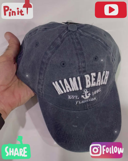 Miami Beach Florida  Kids Size Hats, Assorted Colors - One Size Fits Most, Boys & Girls Gift Baseball Cap