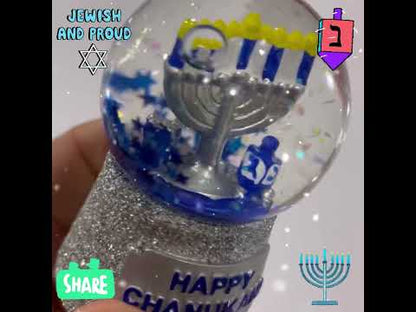 Jewish 40mm Mini Hand painted Chanukah Menorah Water Globe - Great gift For Hanukkah (Random Color Pick)