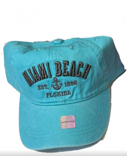 Miami Beach Florida  Kids Size Hats, Assorted Colors - One Size Fits Most, Boys & Girls Gift Baseball Cap