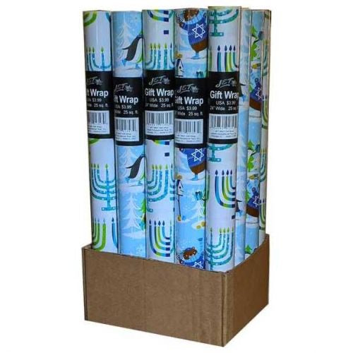 Hanukkah Gift Wrap Roll - Hanukkah Reversible Double Sided Wrapping Paper designs (1Pcs)