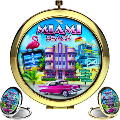 Circle Miami Pocket Mirror on the go - Miami Beauty Gift Accessories - Pick Your Favorite Style, 2.5" Multicolor