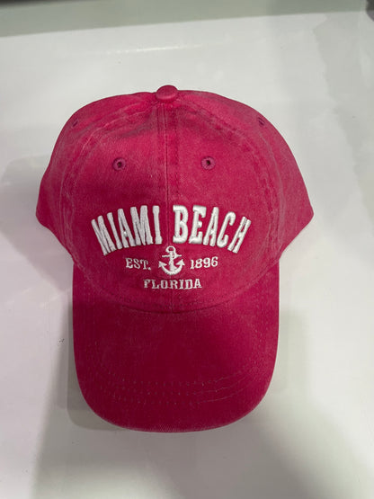 Miami Beach Florida  Kids Size Hats, Assorted Colors - One Size Fits Most, Boys & Girls Gift Baseball Cap