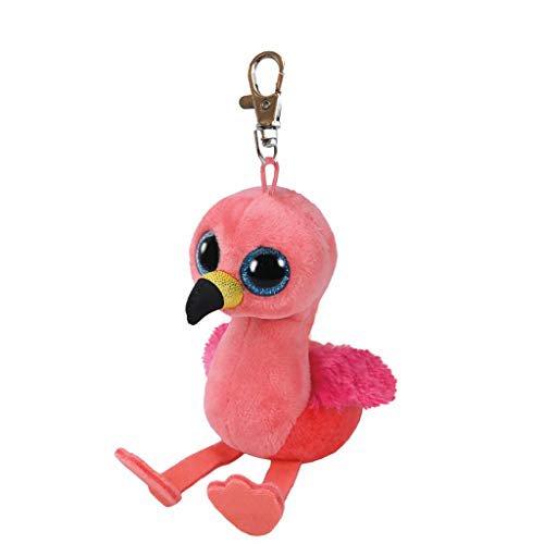 ty beanie boos - gilda the flamingo (glitter eyes) (plastic key clip)