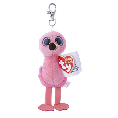 ty beanie boos - gilda the flamingo (glitter eyes) (plastic key clip)