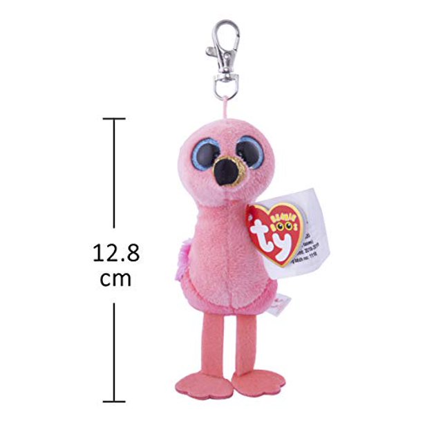 ty beanie boos - gilda the flamingo (glitter eyes) (plastic key clip)