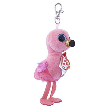 ty beanie boos - gilda the flamingo (glitter eyes) (plastic key clip)