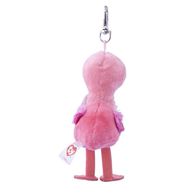 ty beanie boos - gilda the flamingo (glitter eyes) (plastic key clip)